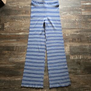 Nia Striped Blue Wide Leg Pants Cozy Knit